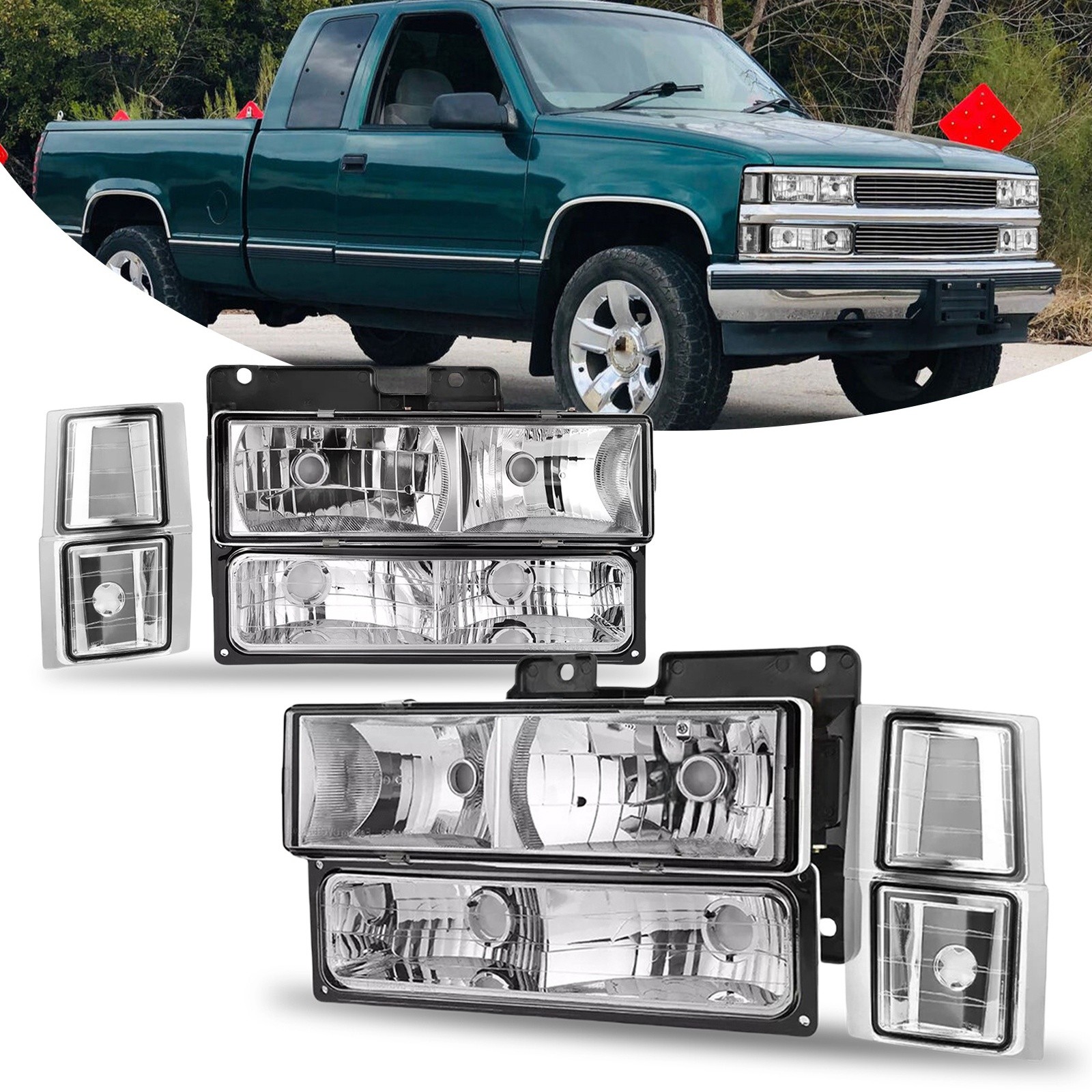 Headlights Assembly for 94 95 96 97 98 99 Chevy Silverado/C10 C/K 1500 2500 3500