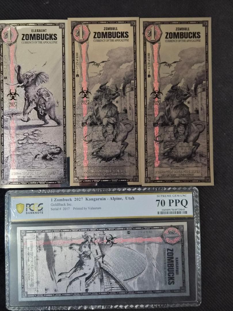 PCGS 2027 Zombuck Kangaruin and 2 2027 Zombull and 1 Elegaunt low serial numbers