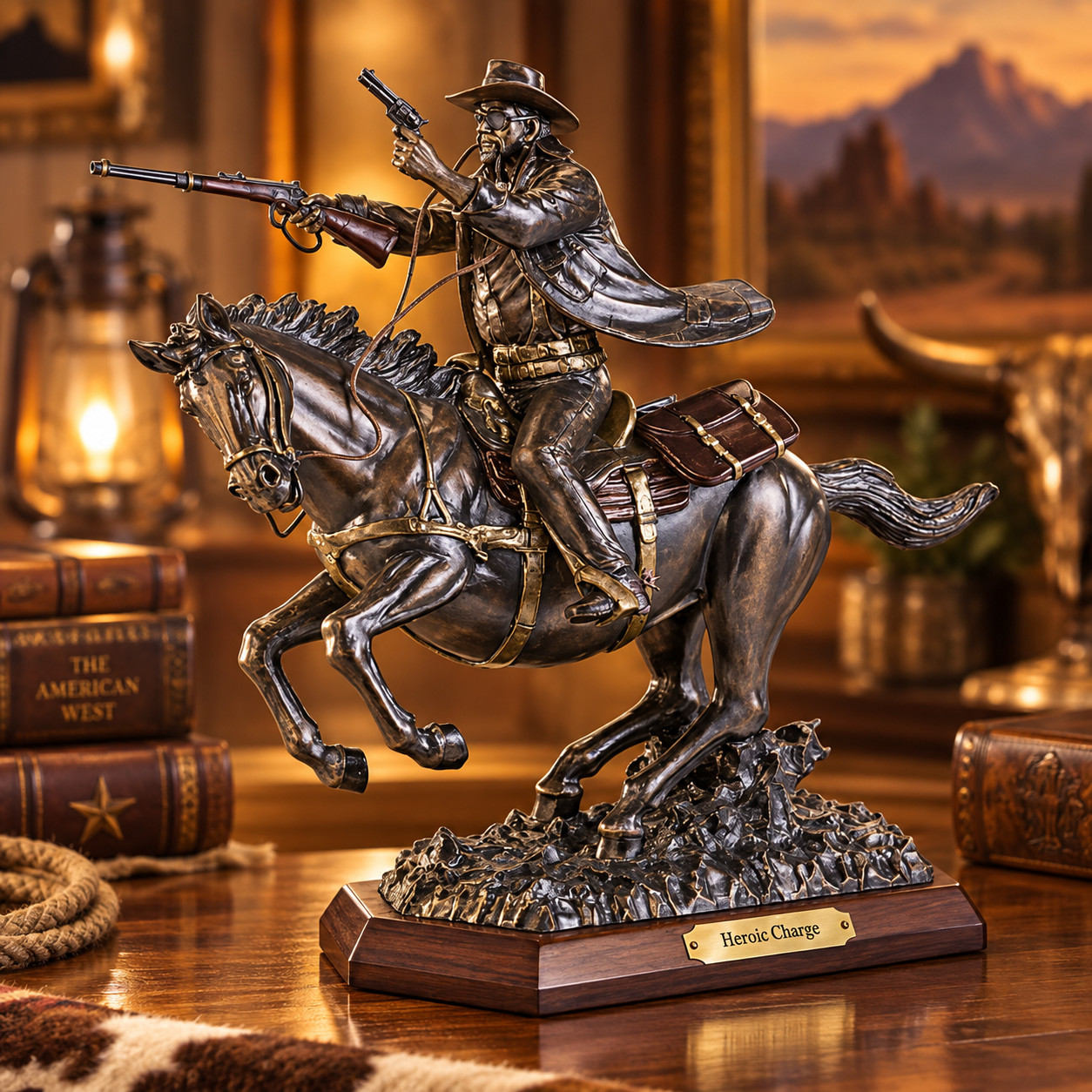 John Wayne: Heroic Charge Cold-Cast Bronze Sculpture 11-inch
