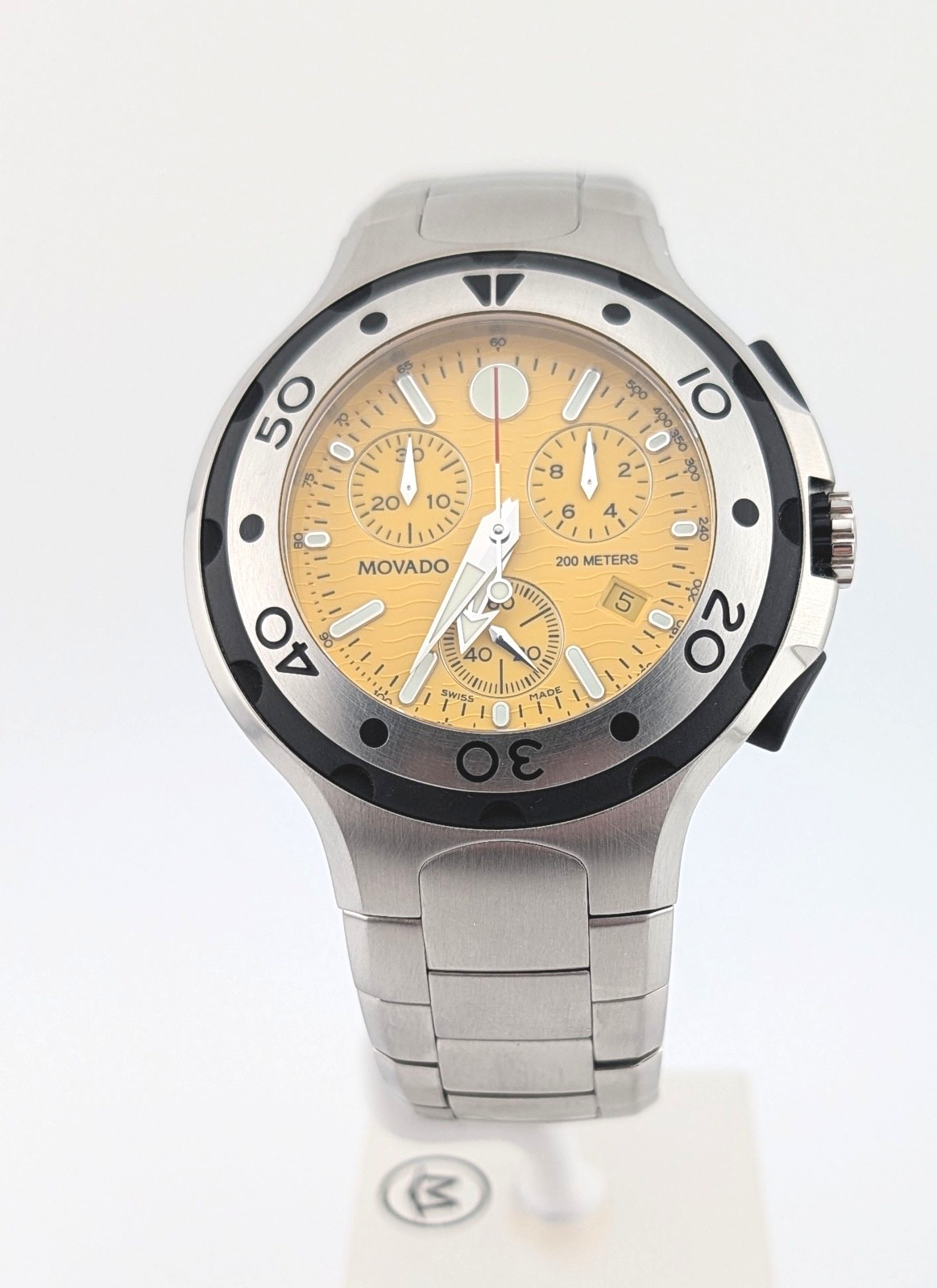 Movado Mens Rare Series 800 SS Chrono W/Yellow Dial; Model #84.C5.1896.1:SPECIAL
