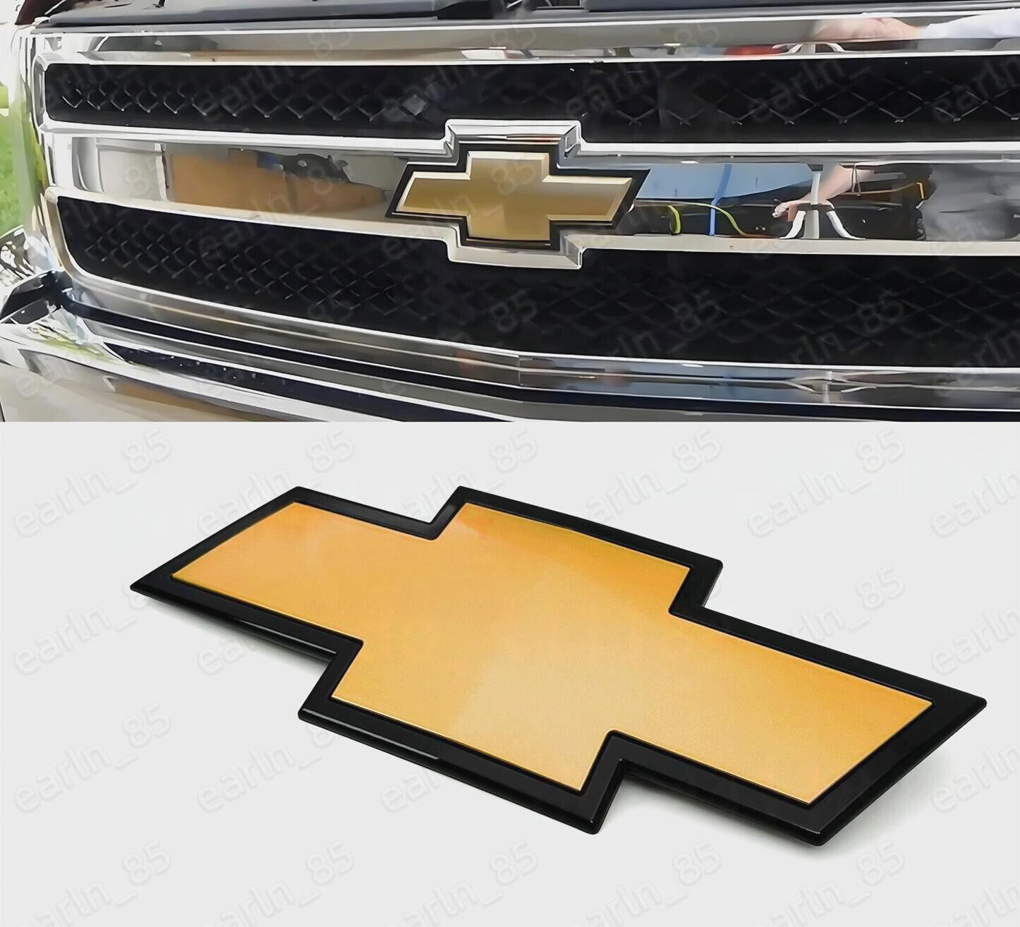 Front Bowtie Emblem Gold Black 2007-13 Silverado 1500 & 2007-2010 2500HD 3500HD Front Bowtie Emblem Gold Black 2007-13 Silverado 1500 & 2007-2010 2500HD 3500HD