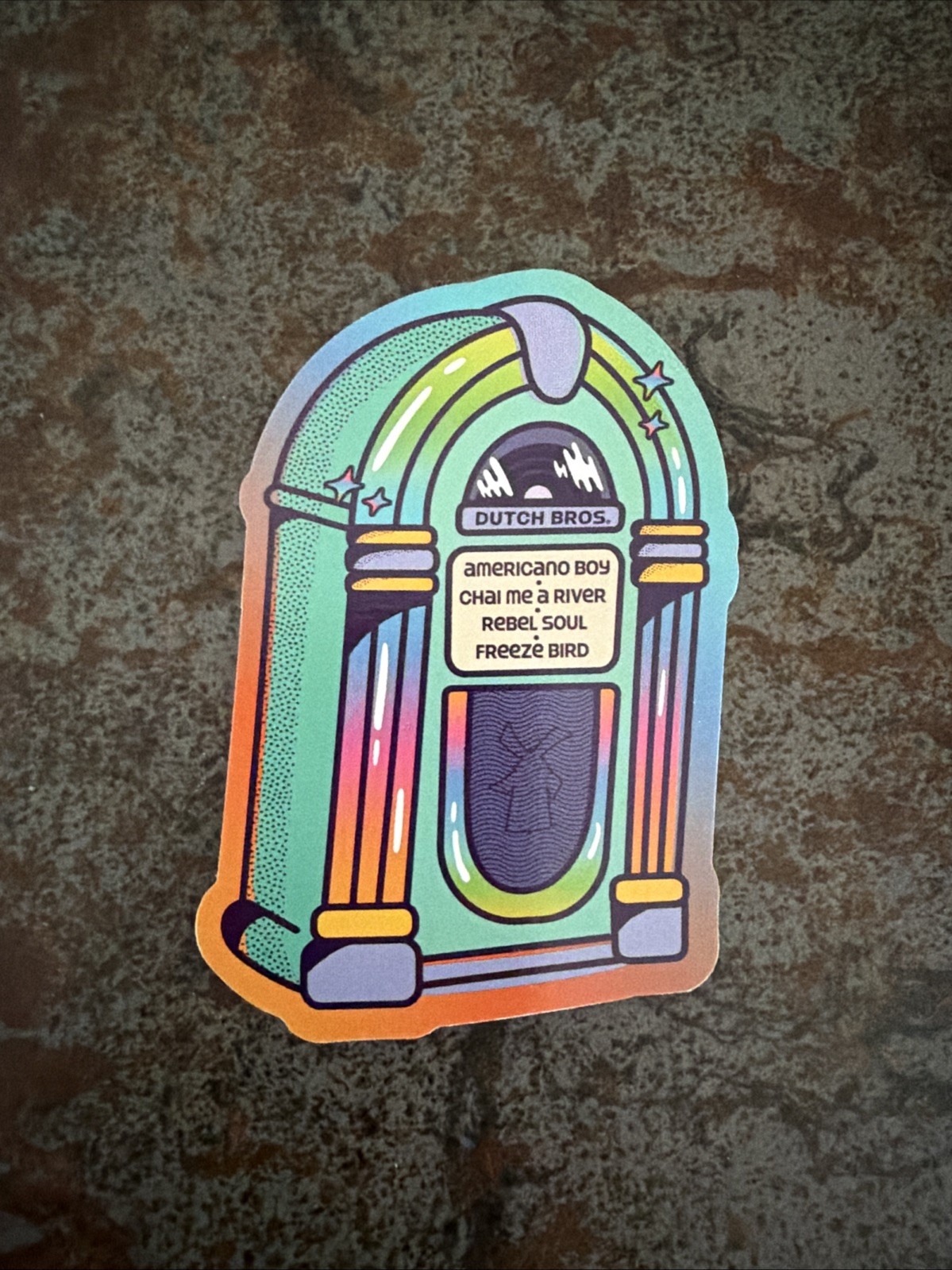 Dutch Bros Colorful Jute Box Limited Exclusive Second Chance Sticker 2026