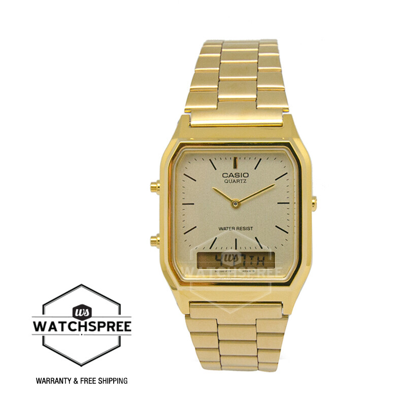 Casio Vintage Style Gold Ion Plated S.Steel Band Watch AQ230GA-9D AQ-230GA-9D Casio Vintage Style Gold Ion Plated S.Steel Band Watch AQ230GA-9D AQ-230GA-9D