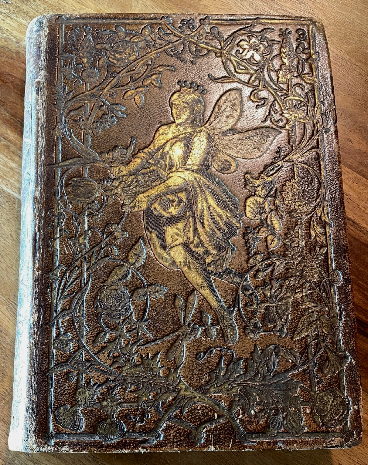 1847 Grandville Flowers Personified Gilt Leather 36 Hand Colored Fairy Plates