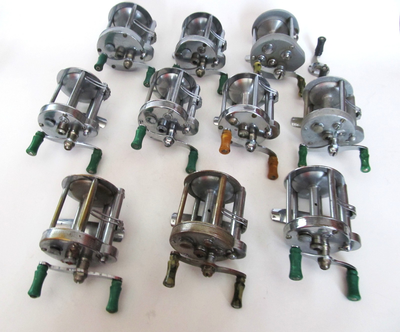 Collection of 10 Vintage Pflueger Summit, Akron and Silkast Level Wind Reels