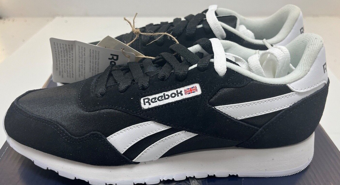 Reebok Mens Royal Nylon Black / White Classic Shoe BD1553 NWD Reebok Mens Royal Nylon Black / White Classic Shoe BD1553 NWD
