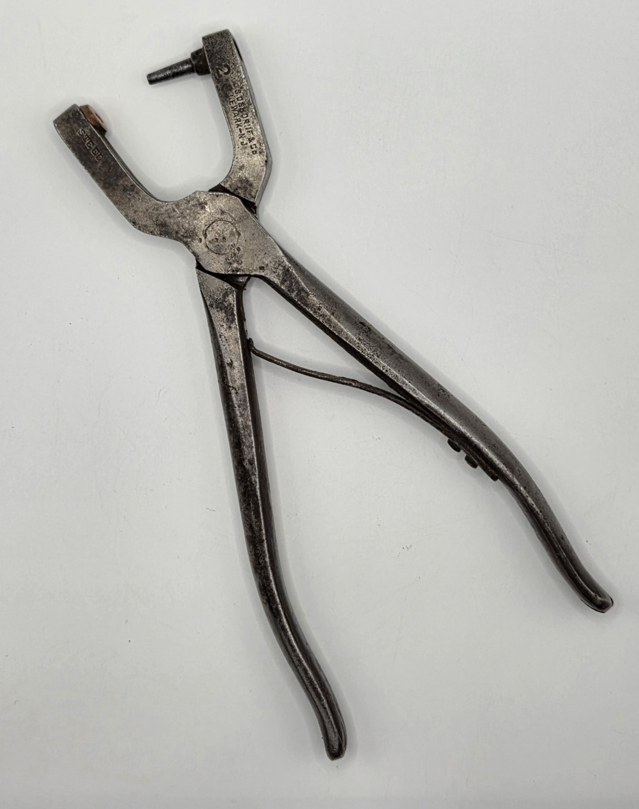 Antique CS Osborne Newark NJ Leather Spring Punch 2 Belt Hole Tool Plier Vtg Antique CS Osborne Newark NJ Leather Spring Punch 2 Belt Hole Tool Plier Vtg