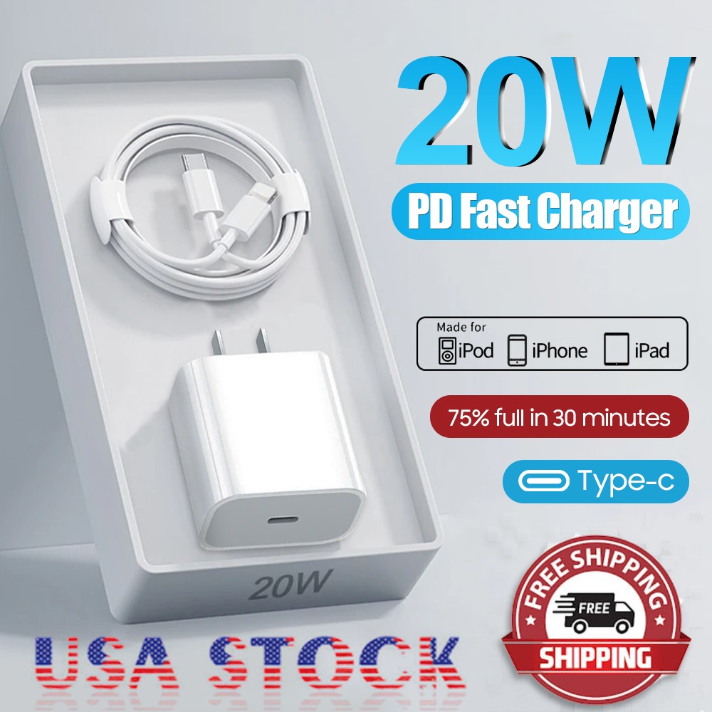 20W Super Fast Charger + Cable Type C For iPhone 14 13 12 11Pro Max Xs XR 8Plus