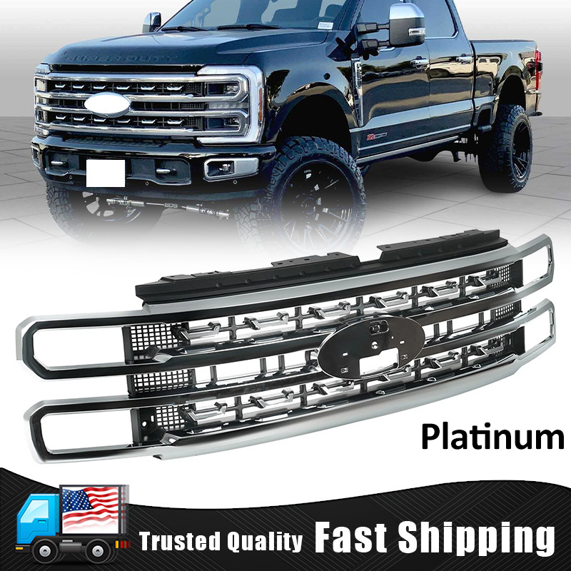 Fits 2023-2025 Ford F-250 F-350 Super Duty Platinum Chrome Front Bumper Grille
