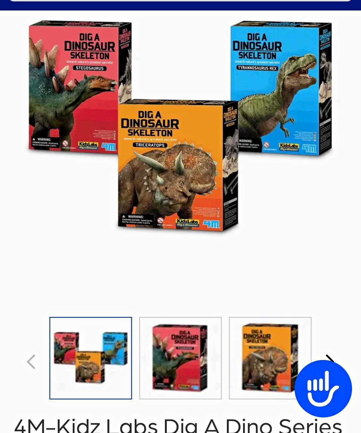 4M KidzLabs Dig A Dino Dinosaur Skeleton Excavation Kit set of 3