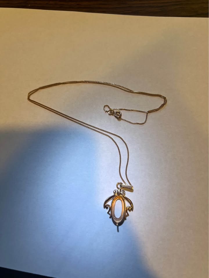 Vintage Soviet 14K Gold Pendant Necklace – 583 Gold – Empty Setting