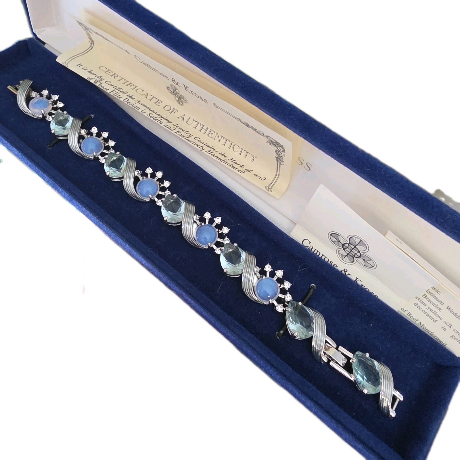 Vintage Camrose & Kross JBK Jackie Kennedy Morning Mist Blue  Bracelet COA