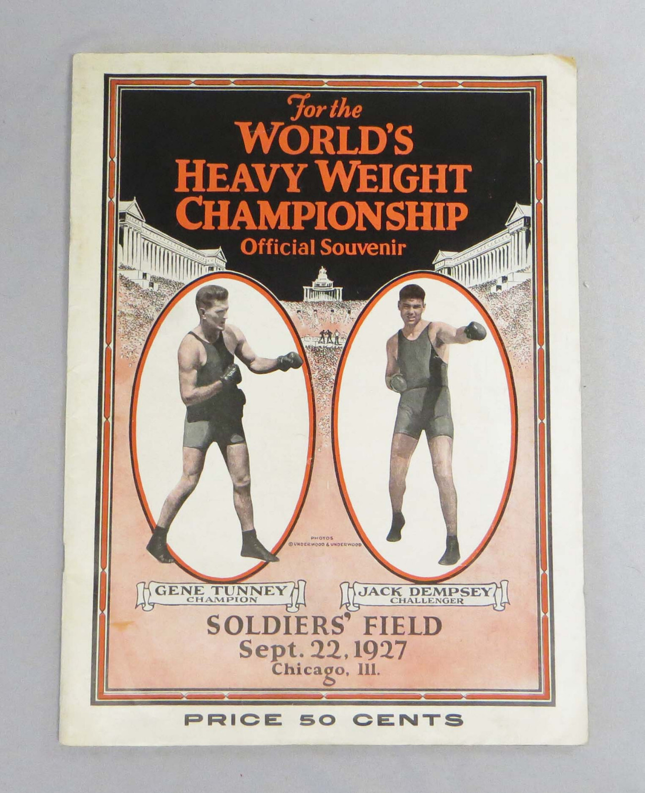 Soldier Field 1927 World Heavy Weight Fight Boxing Tunney/Jack Dempsey Program