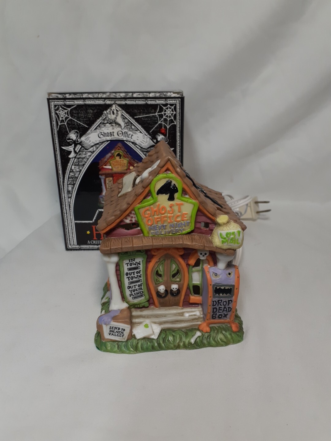 Vintage 1998 Creepy Hollow Post “Ghost Office” Mini Light Up Halloween House Vintage 1998 Creepy Hollow Post “Ghost Office” Mini Light Up Halloween House