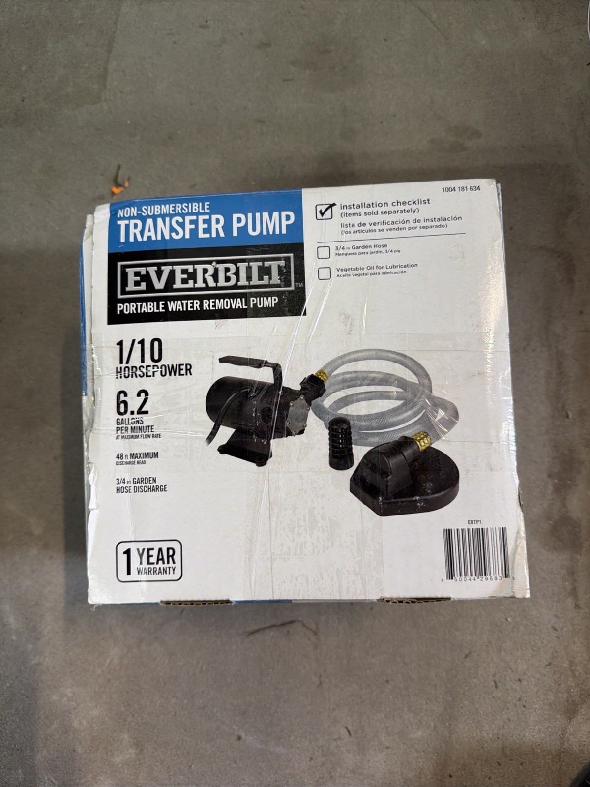 Everbilt 1/10 HP Non-Submersible Self-Priming Transfer Pump 1004181634