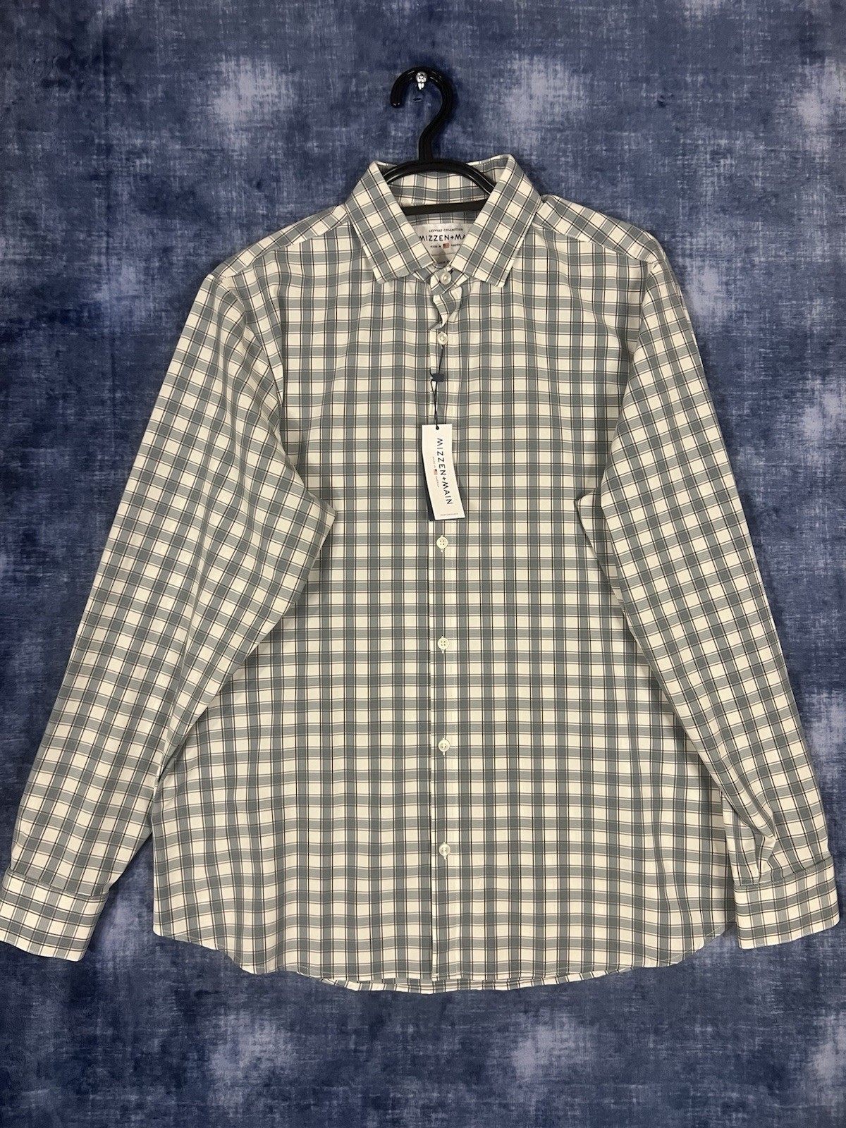 MIZZEN+MAIN Leeward Standard Fit Checkered Shirt Men’s Size XL Blue White NWT