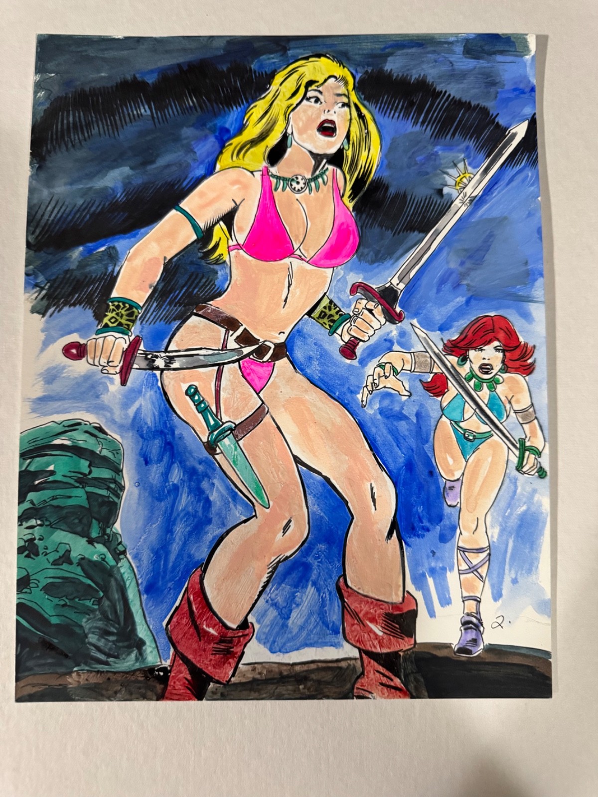 Female warriors original color art by artist Ken Landgraf Female warriors original color art by artist Ken Landgraf