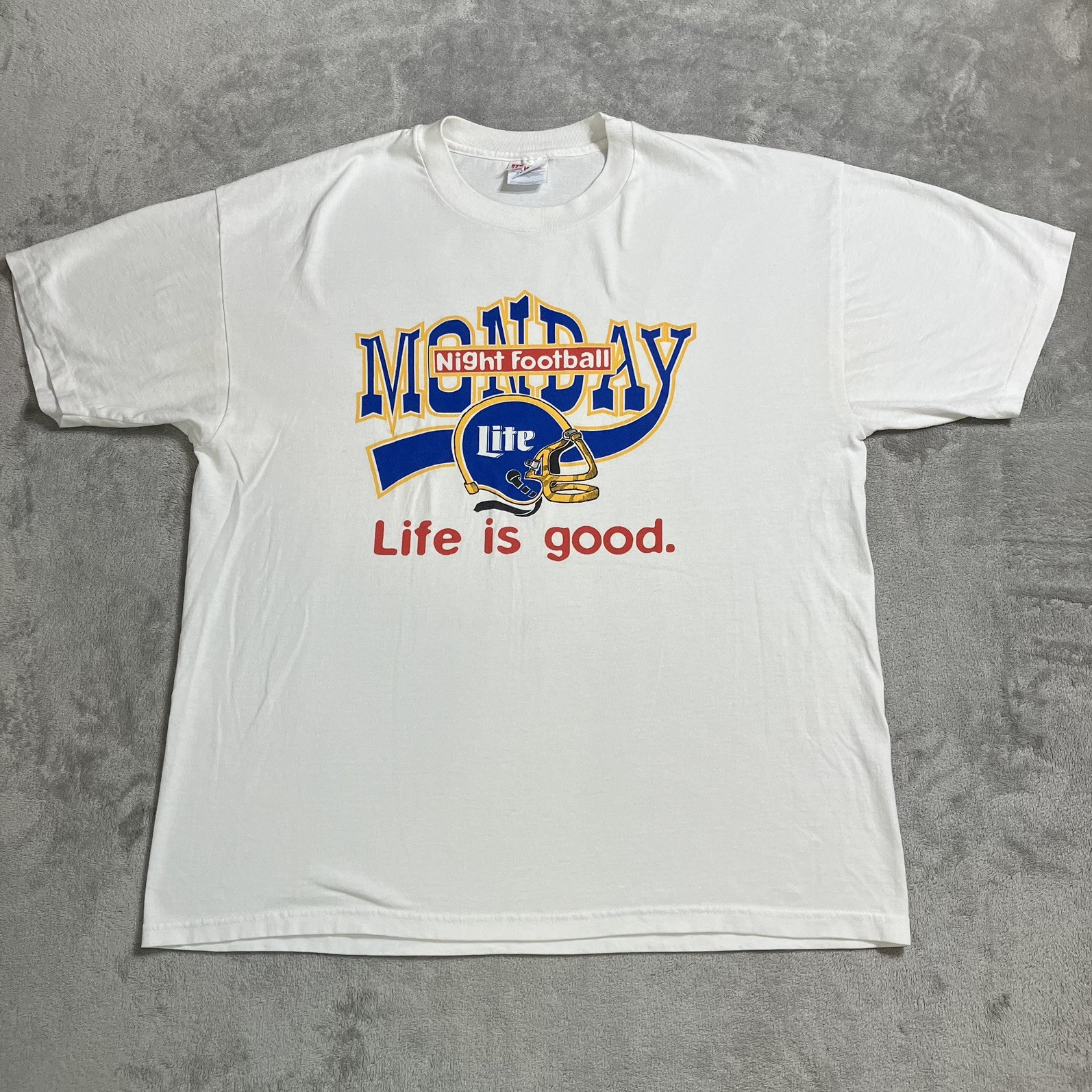 VTG Monday Night Football Shirt Mens X-Large White Miller Lite Helmet 90s NFL