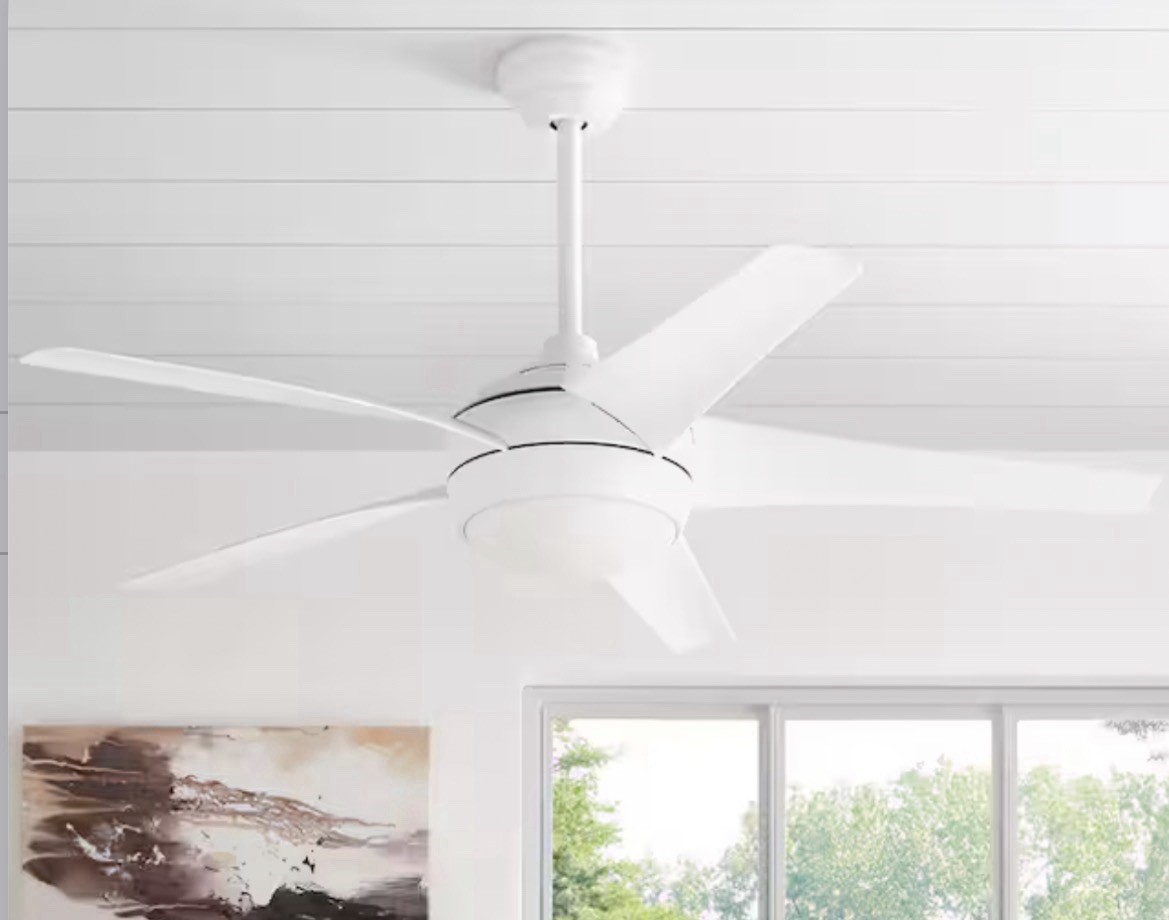 Home Decorators Windward 52 in. LED Indoor Matte White Ceiling Fan w/ Light Kit