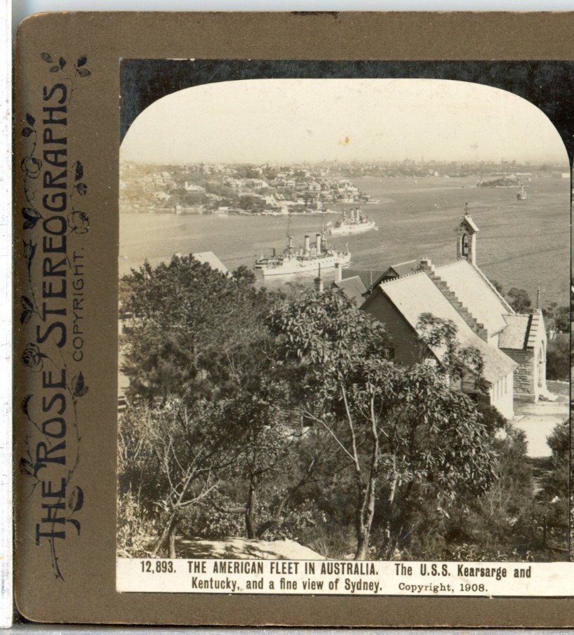 Geo Rose, U.S. Fleet In Australia, U.S.S. Kearsarge & Kentucky--Stereoview A198