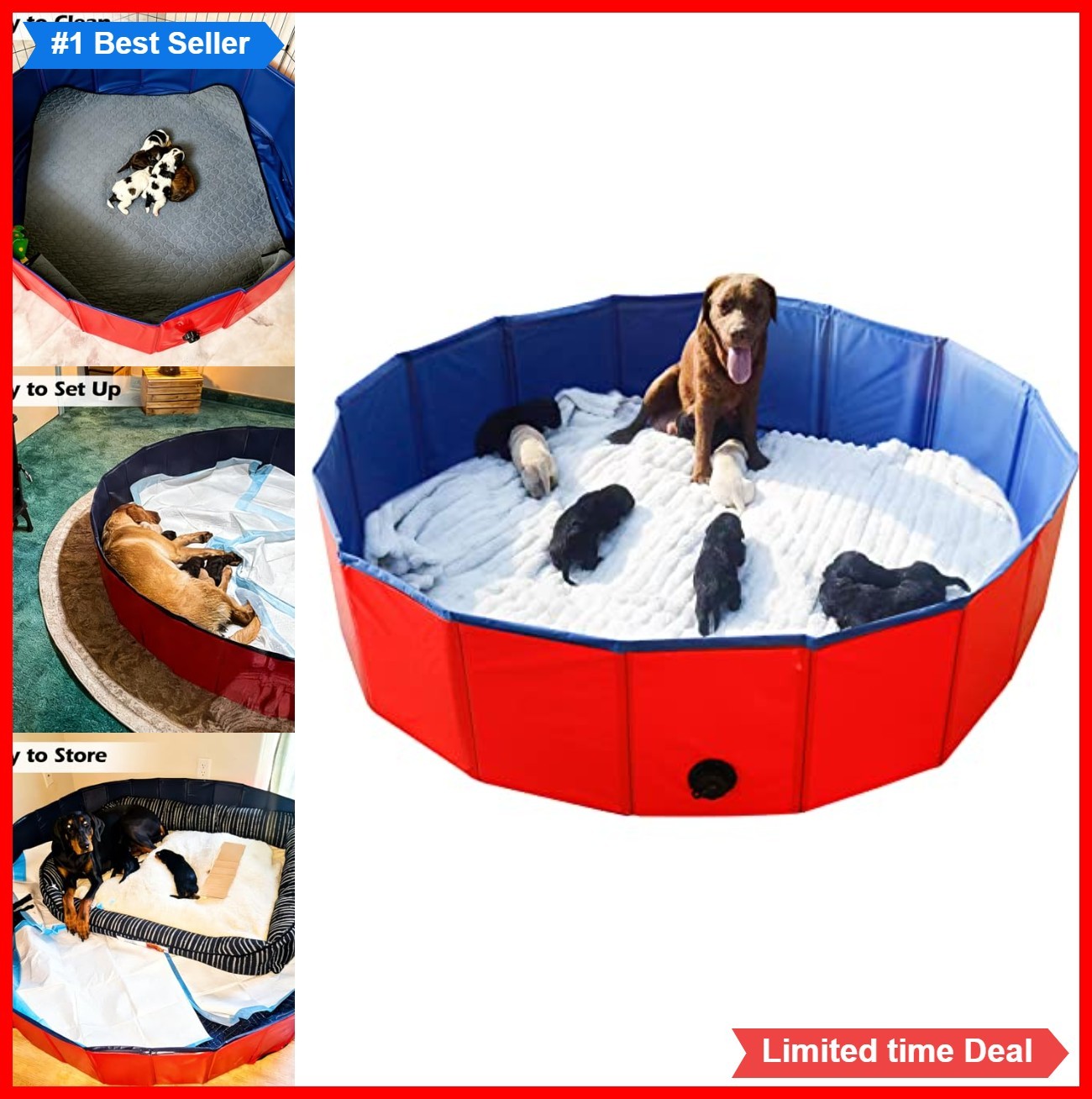 Dog Whelping Pen Foldable Portable PVC Whelping Box Puppy Birth Supplies 63 Inch
