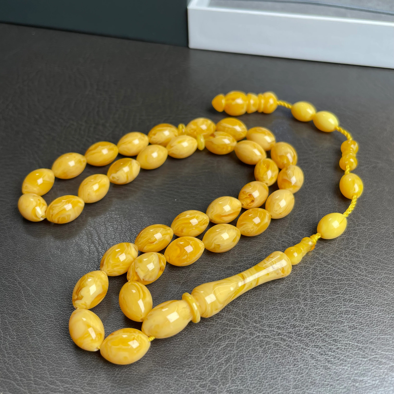 Antiq Pressed Amber Style Misbaha Tasbih 22.5g | 8x12mm | 33 beads