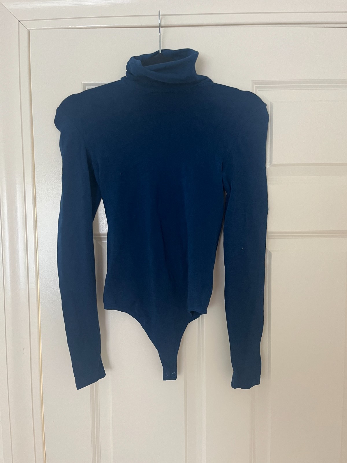 Wolford Colorado Turtleneck Thong Bodysuit Womens XS Navy Blue