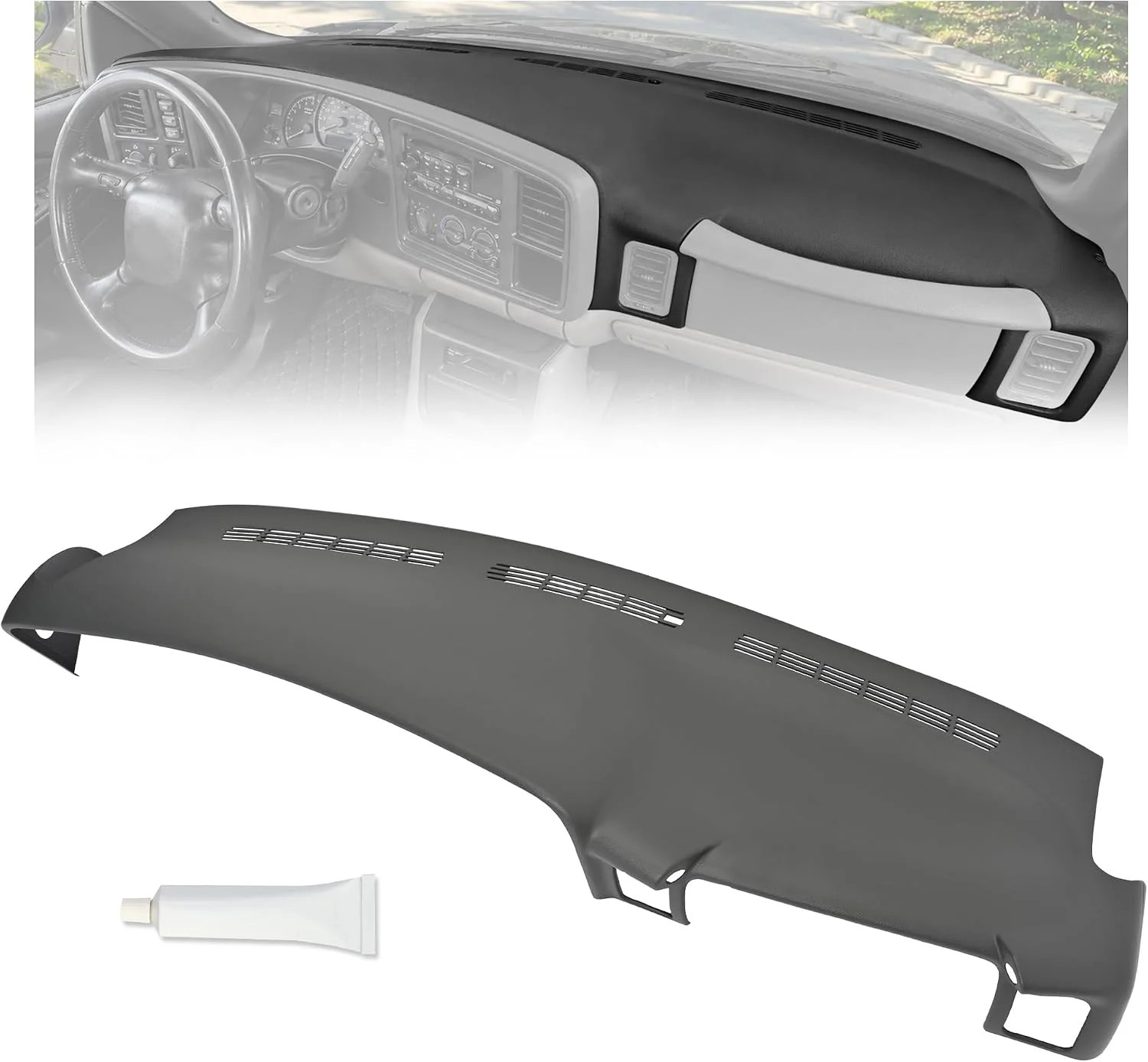 Dashboard Cover Compatible with 99-07 Chevrolet Silverado GMC Sierra | Dark Grey