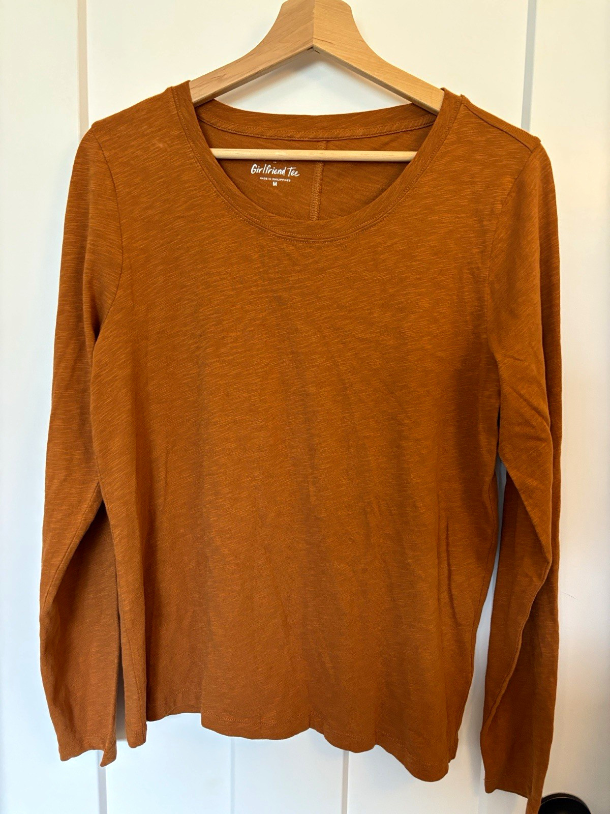 J.CREW Girlfriend Tee Women\'s Terracotta Orange Long Sleeve Cotton Knit Tee M