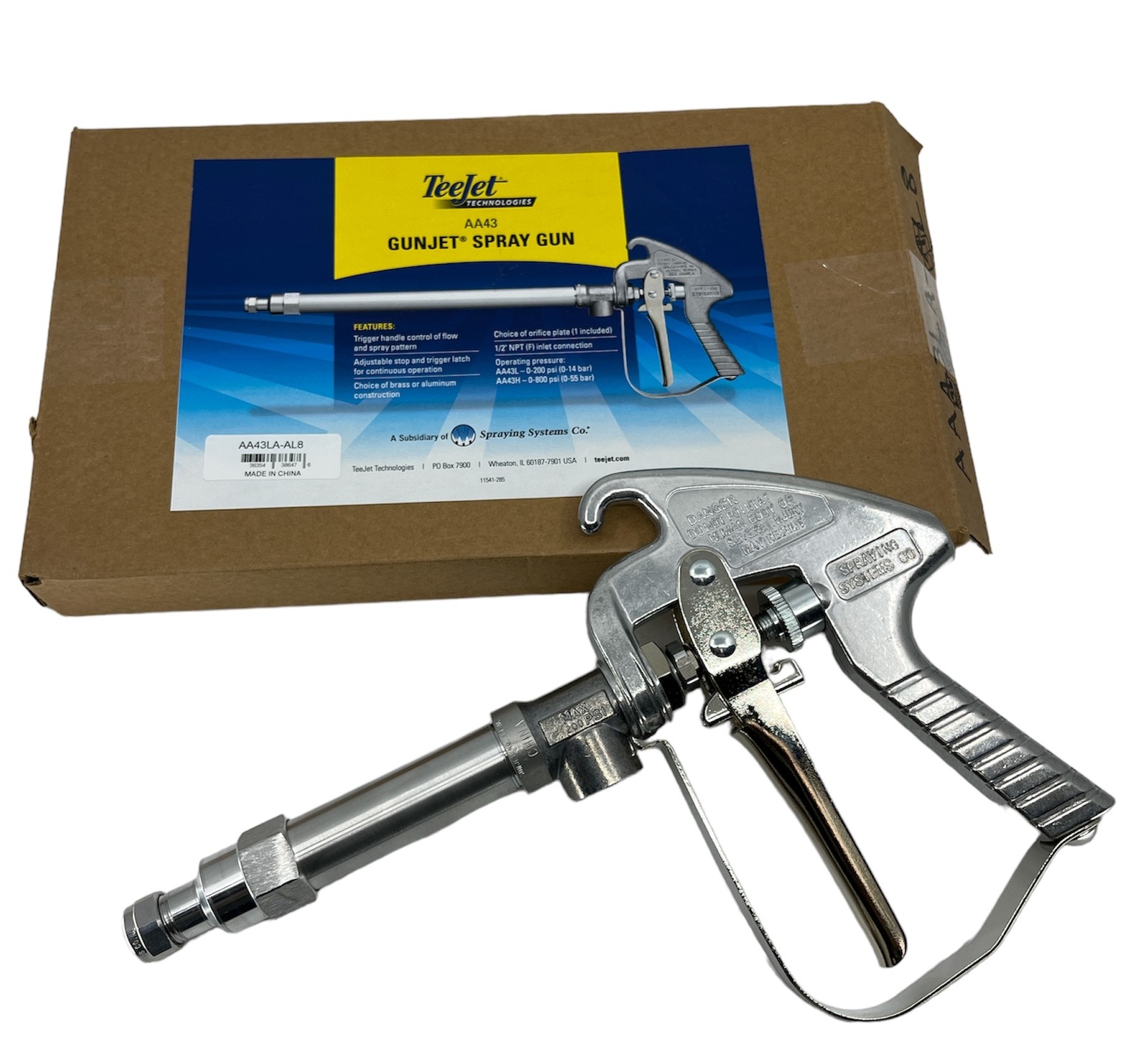 TeeJet GunJet Spray Gun with D8 Orifice - AA43LA-AL8 TeeJet GunJet Spray Gun with D8 Orifice - AA43LA-AL8