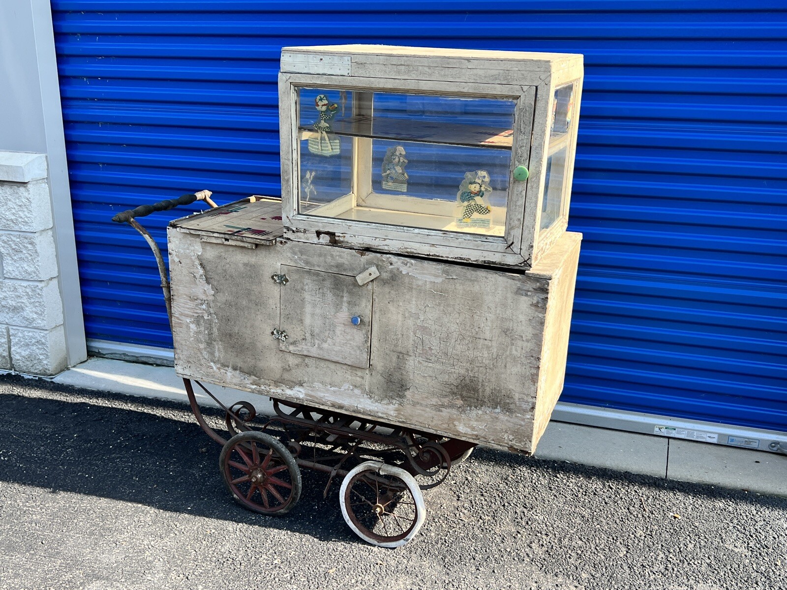 Antique 19th C Chicago Food Vendor Cart Vintage White Street Hawker Display 1930