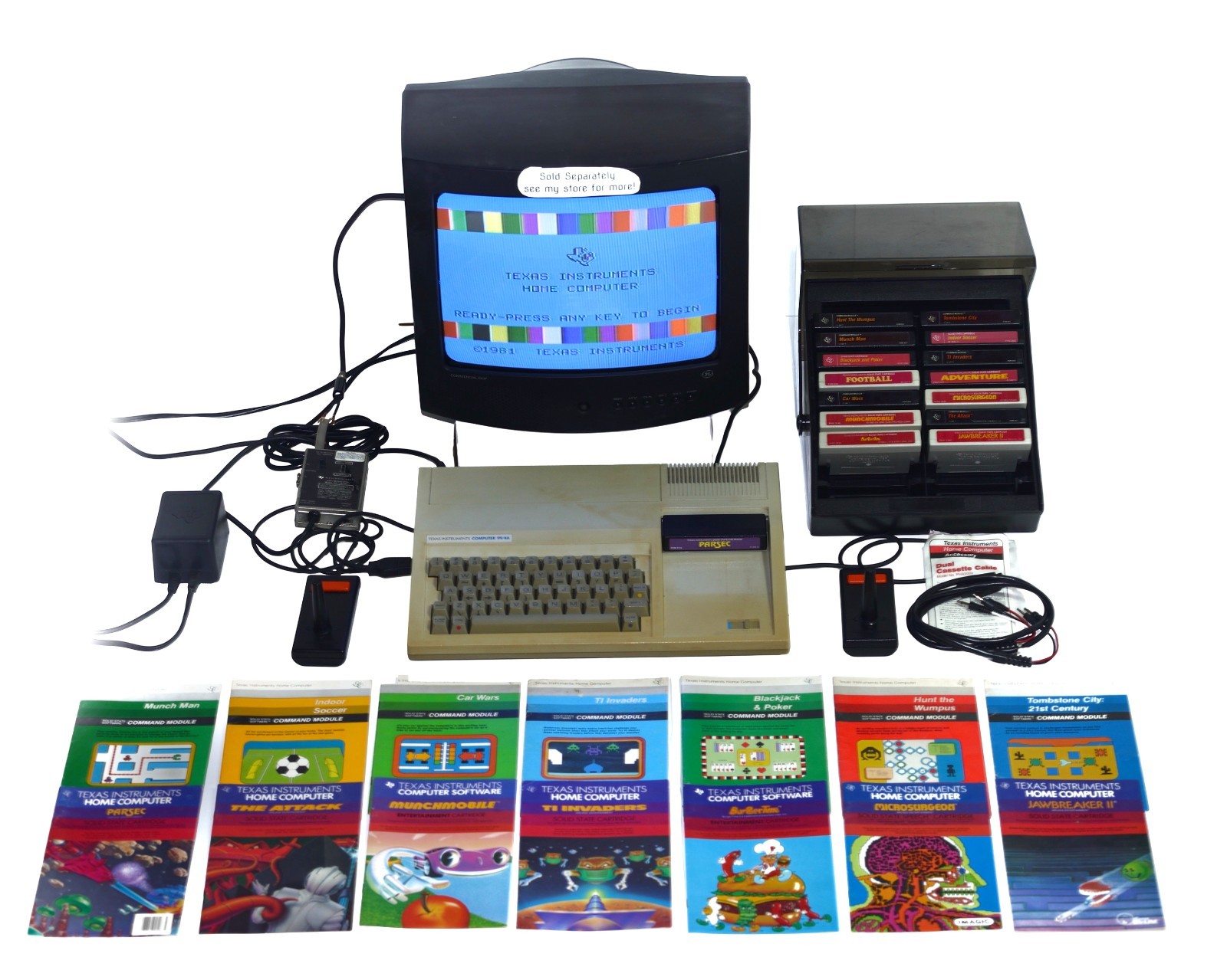 ​Vintage Texas Instruments TI-99/4A Computer Mega Bundle 14 Games Peripherals