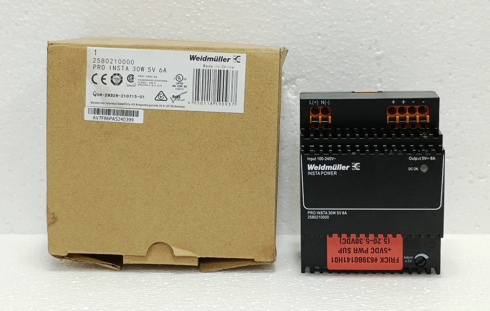 WEIDMULLER Power Supply DIN Rail PRO INSTA 30W 5V 6A 2580210000 New Surplus