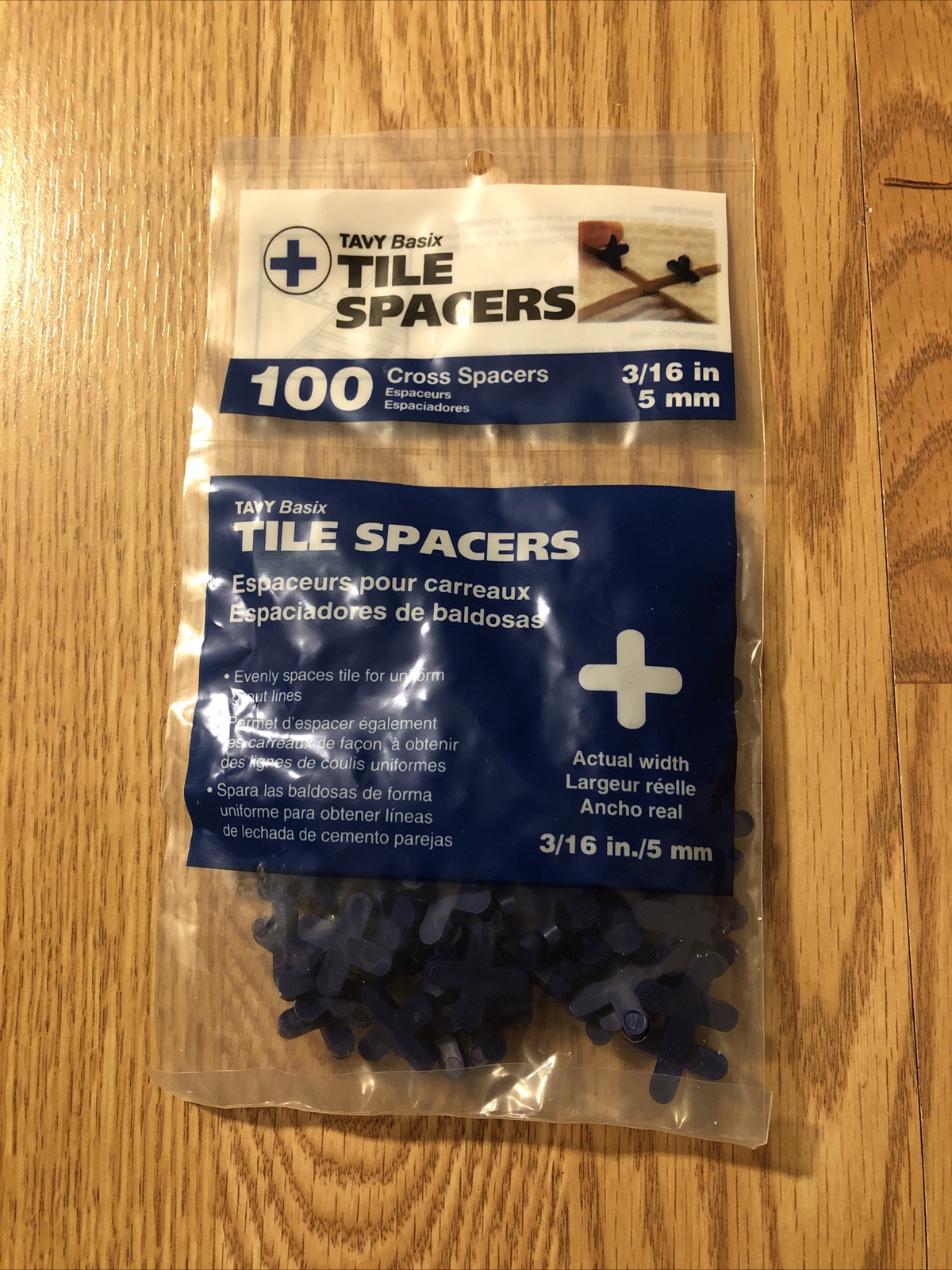 Tavy Basix 100 Pack Cross Tile Spacers 3/16in 5mm - Blue - **NEW** Tavy Basix 100 Pack Cross Tile Spacers 3/16in 5mm - Blue - **NEW**