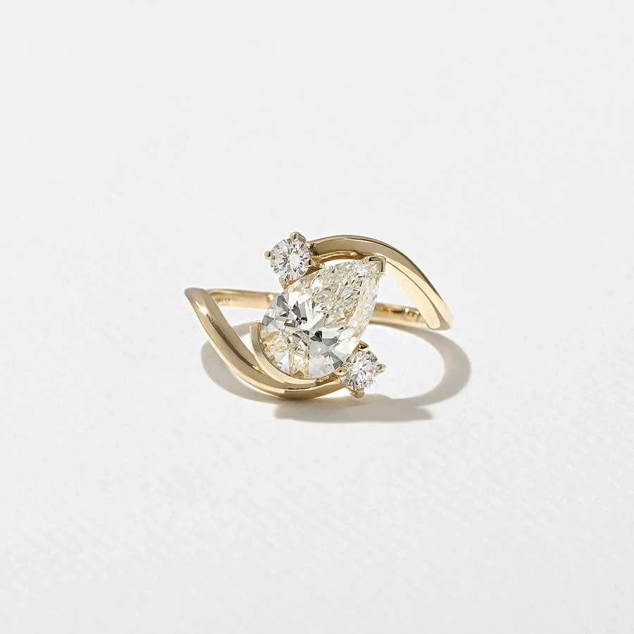 IGI Certified 2.39 TCW Lab Grown Diamond Pear 14K Gold Crossover Shank