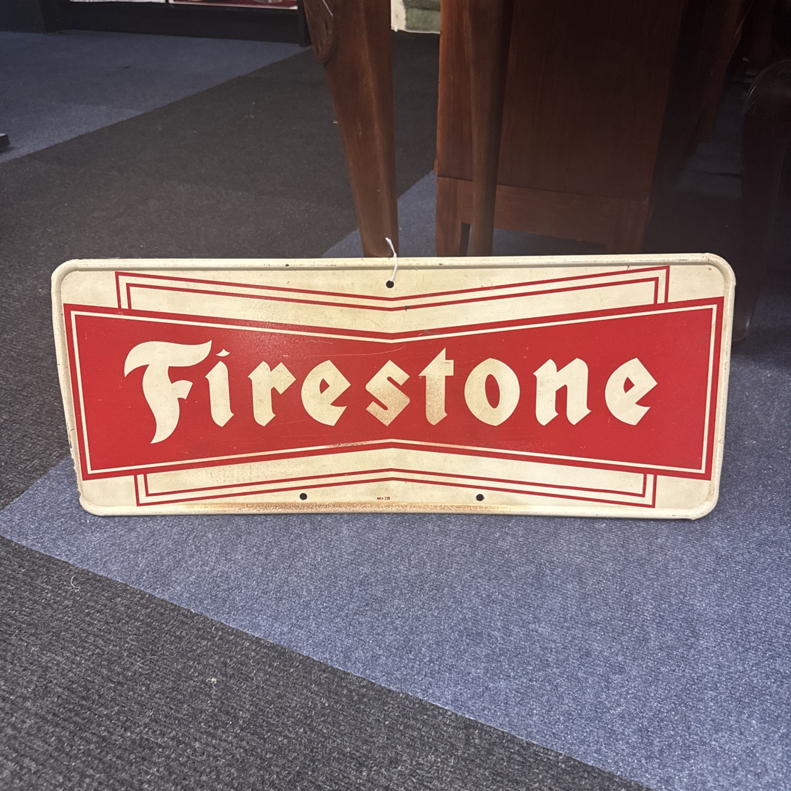 Original Firestone Tire Gas & Oil Advertising Sign Vintage