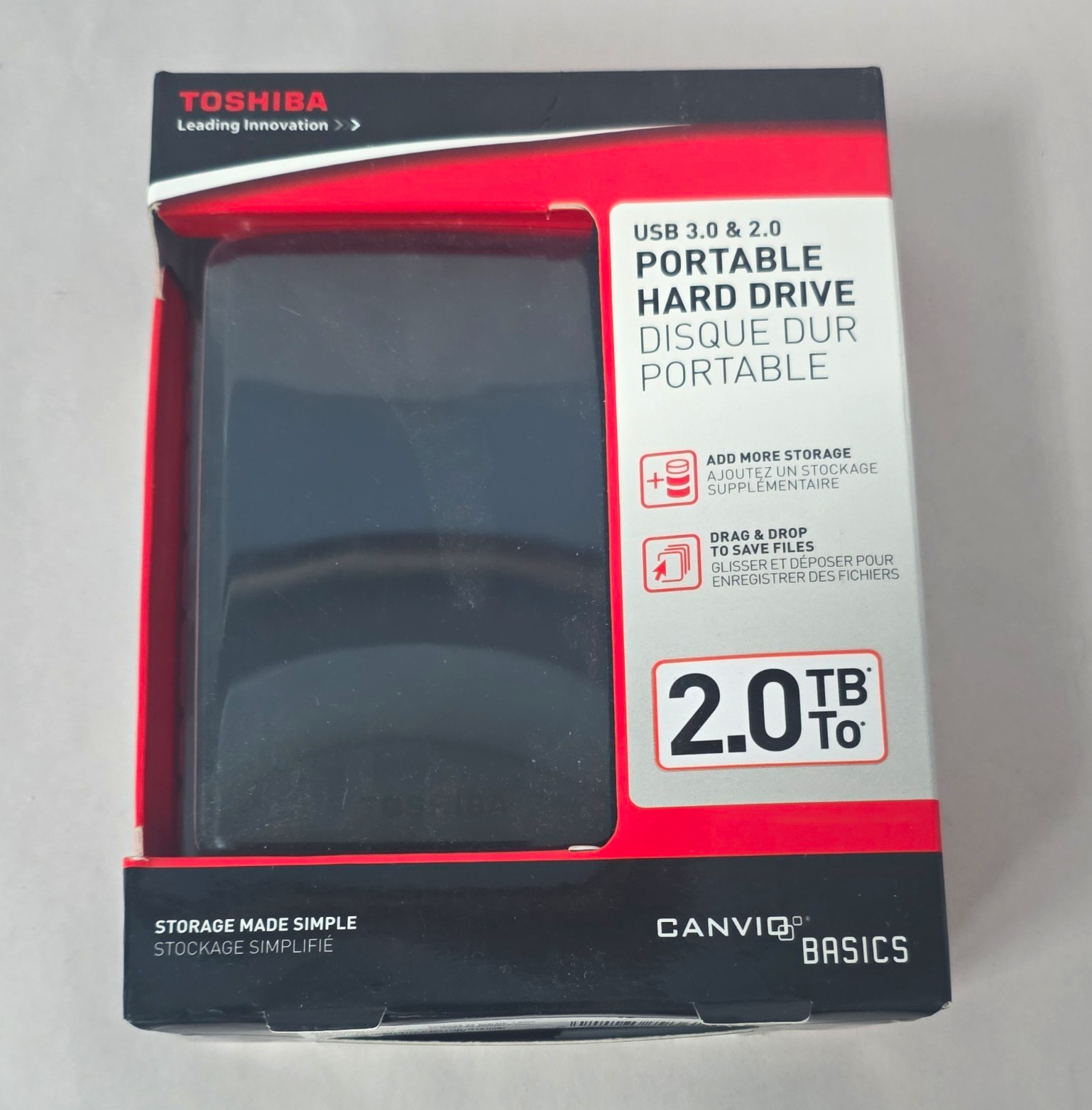 Toshiba Canvio Basics 2TB Portable External Hard Drive USB 3.0 HDTB320XK3CA