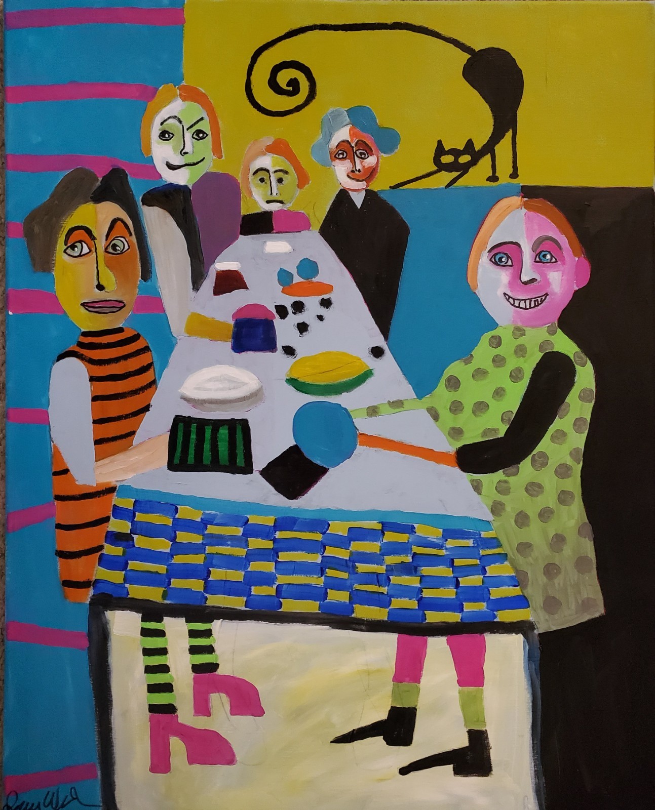 Original  Expressive Acrylic On Canvas Painting 30 x 24. Signed Contemporary Art