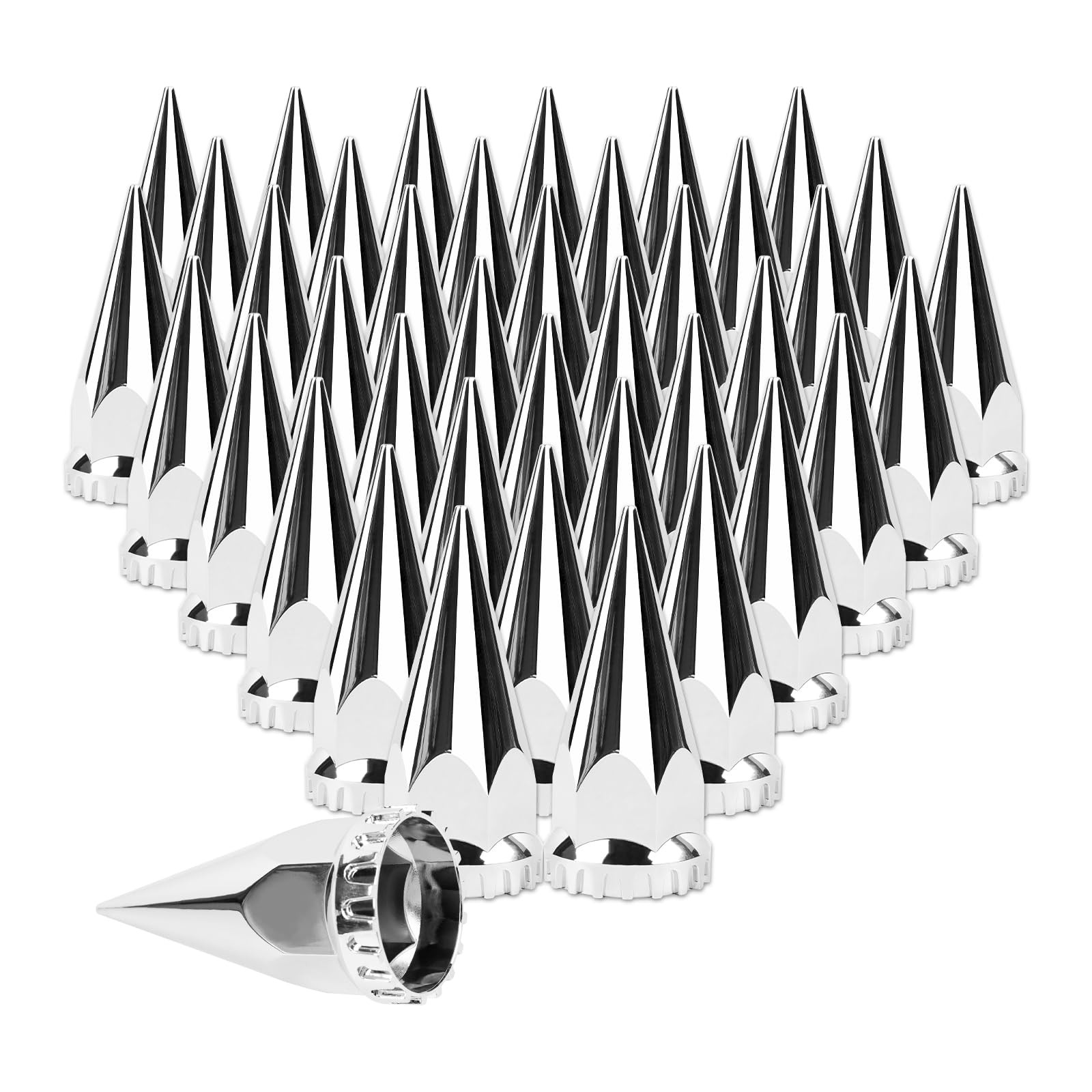 Cabtherlyn 33mm Chrome Spike Lug Nut Covers for Trucks, 40 PCS