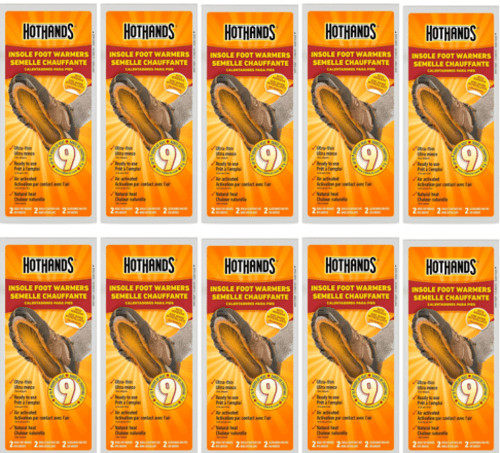 HotHands (10-PAIR) Adhesive Insole FULL FOOT Warmers 9 Hours of Heat HotHands (10-PAIR) Adhesive Insole FULL FOOT Warmers 9 Hours of Heat
