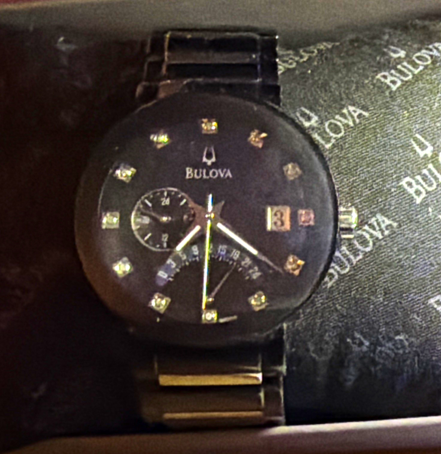 Bulova Men's Analog Dress Watch Black Diamond and Stainless Steel Bulova Men's Analog Dress Watch Black Diamond and Stainless Steel
