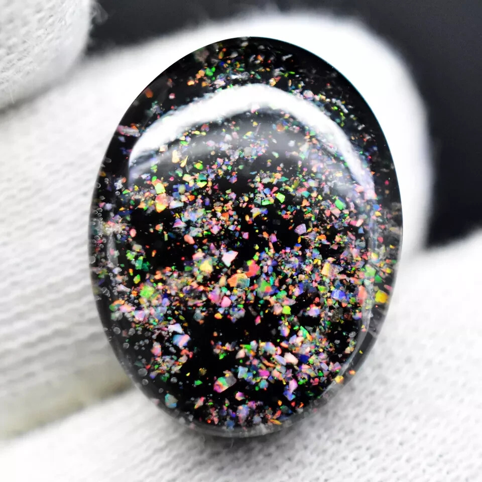 Natural Australian Doublet Black Opal 12.50Ct Untreated Certified Gemstone