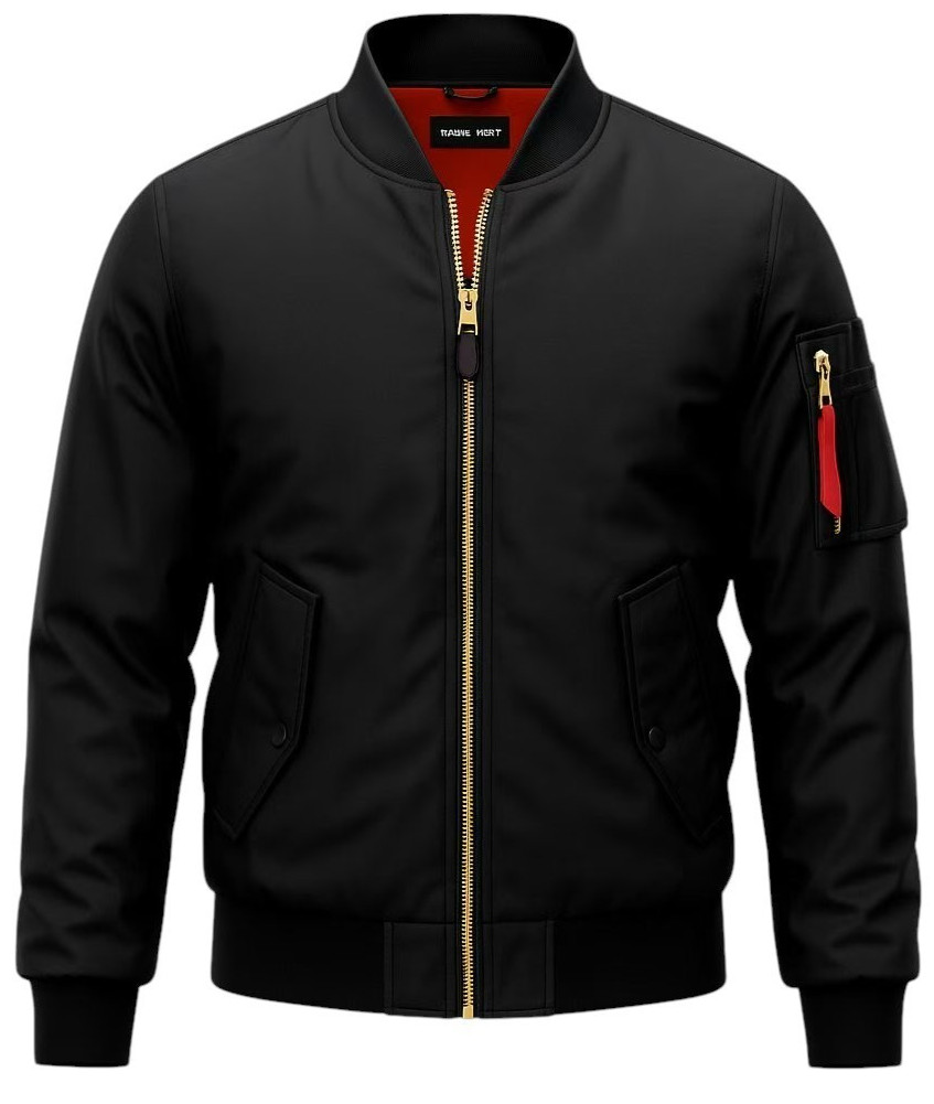 Men\'s Solid Casual Top Quality Thick Heavy Gold Zipper Flight Bomber Jacket Men\'s Solid Casual Top Quality Thick Heavy Gold Zipper Flight Bomber Jacket