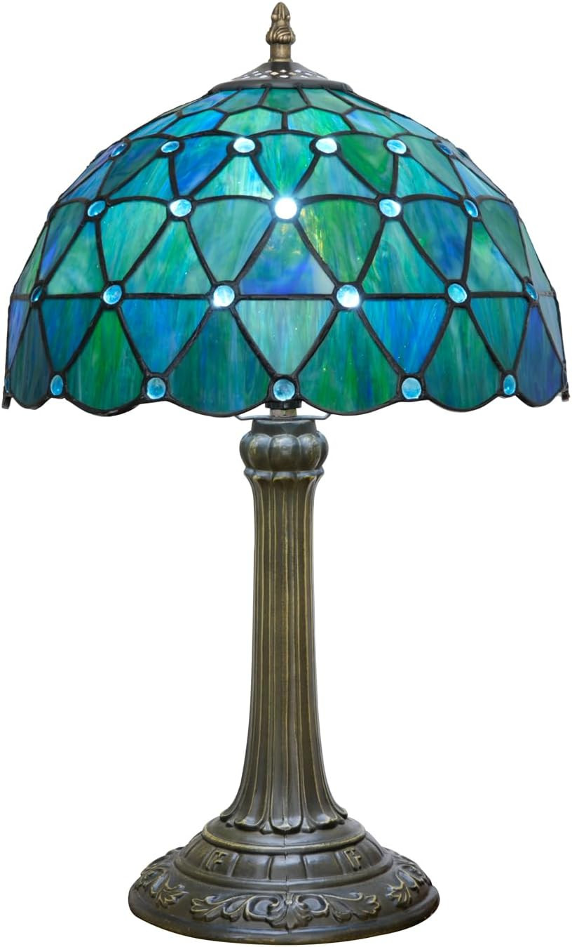Stunning Tiffany Sea Blue Stained Glass Table Lamp for Home & Office Decor