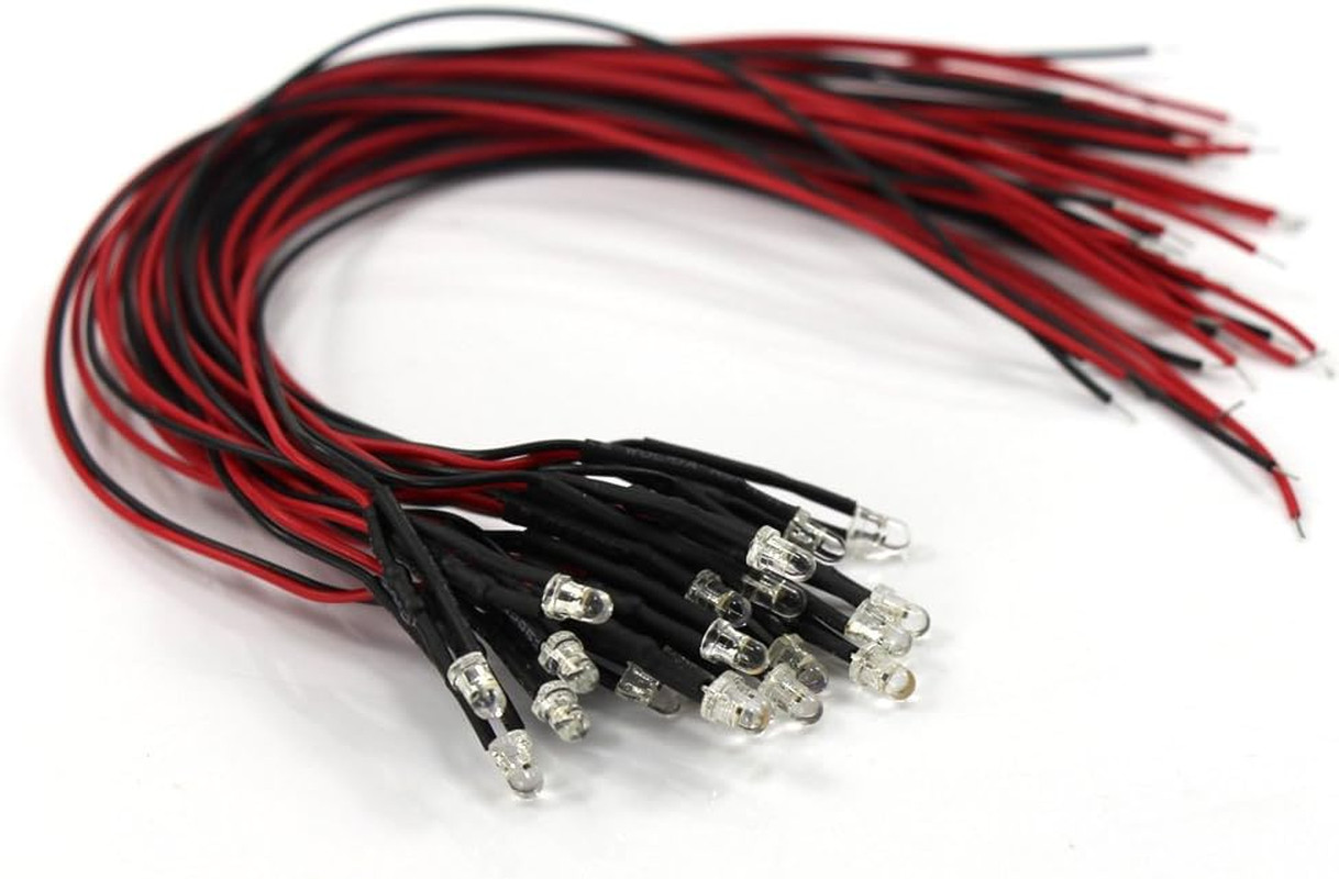 20Pcs Pre Wired 3Mm Warm White Led Lamp Light Set 12V ~ 18V for Train Layout
