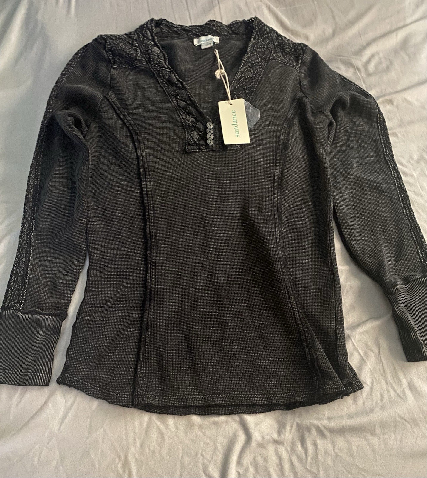 Sundance Top Women’s (Med) Black NWT Calistoga Goth Thermal Lace Long Sleeve-NEW Sundance Top Women’s (Med) Black NWT Calistoga Goth Thermal Lace Long Sleeve-NEW