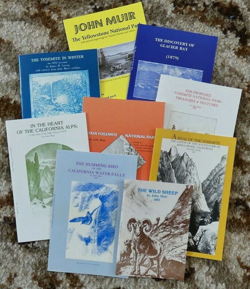John Muir books medley--9 titles in one lot. Brand new. History reprints.