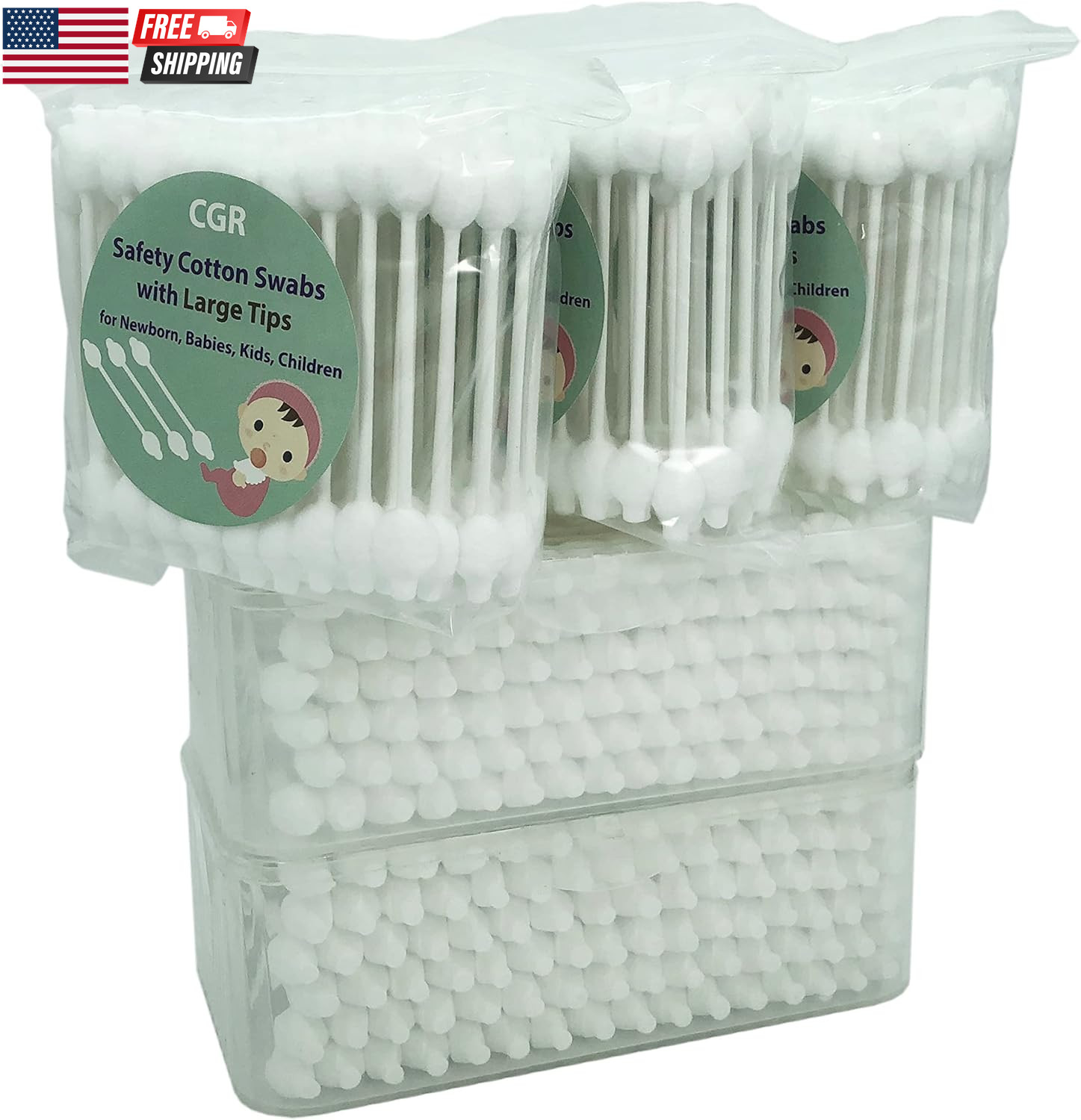 400Pcs  Baby Safety Cotton Swabs with Large Tips for Newborn, Babies, Kids, Chil