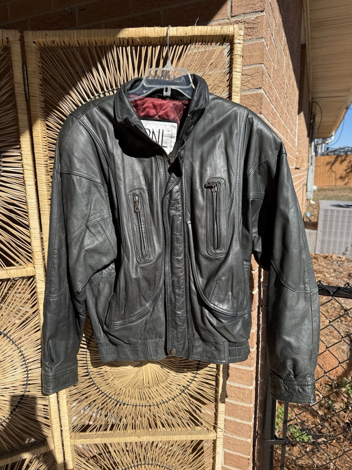 RNL International Leather Jacket Mens XL Vintage Motorcycle Bomber Coat