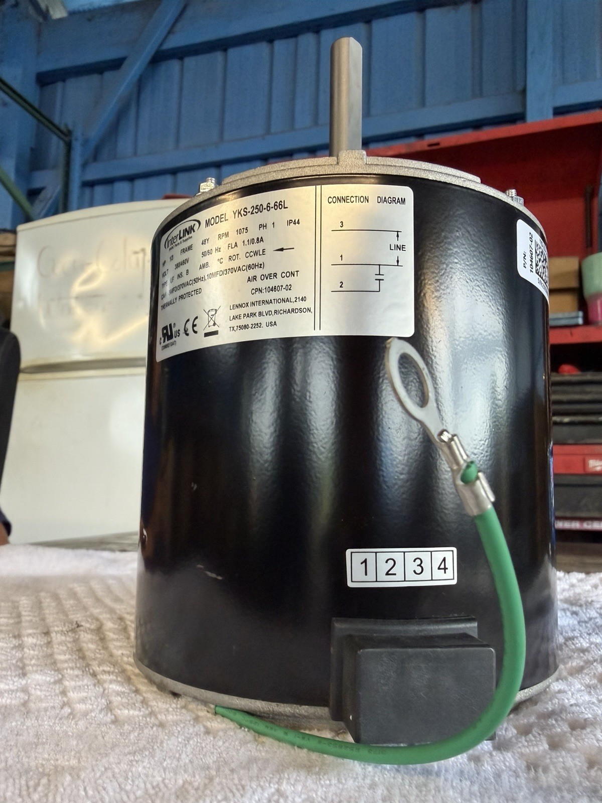 InterLink YKS-250-6-66L HVAC Condenser Fan Motor 1/3 HP 1075 RPM 208-230V InterLink YKS-250-6-66L HVAC Condenser Fan Motor 1/3 HP 1075 RPM 208-230V